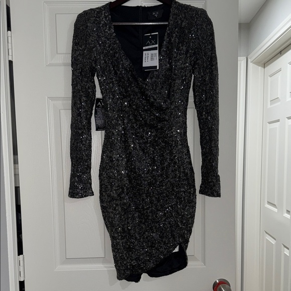 HOT ! Ax Paris Black Long Sleeve Dress Sequin AX Paris Dresses Ax Paris  Black Sequin Long Sleeve Dress